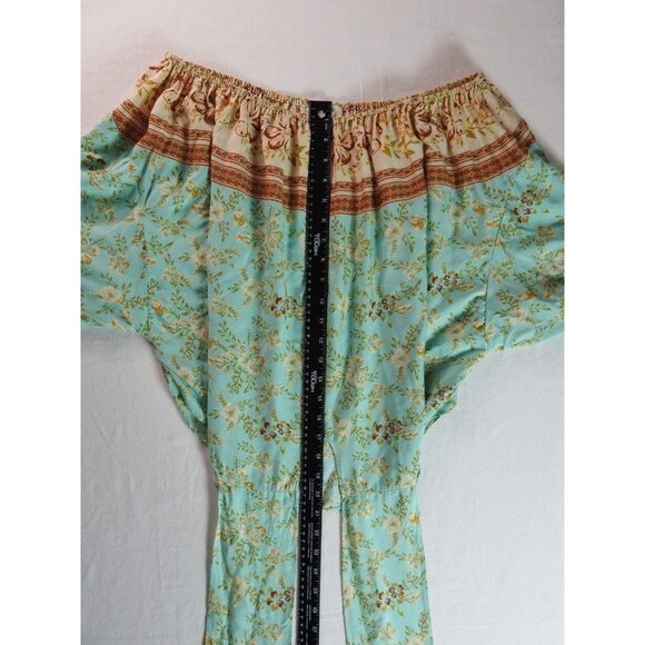 Umgee Women’s Boho Off Shoulder Floral Top Sz M Tie Front Peasant Blouse - Picture 10 of 11